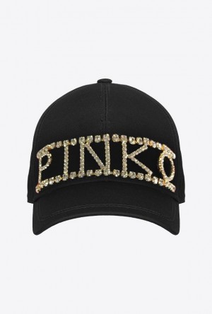 Pinko Baseball Cap With Rhinestoned Logo Černé | SN-PKO34377