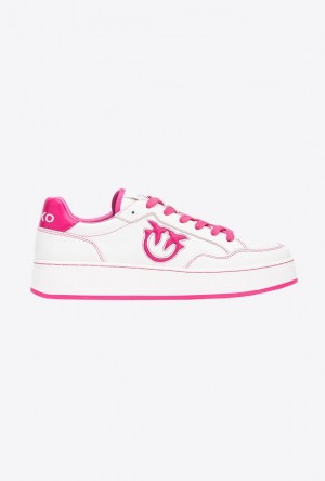 Pinko Basketball Sneakers With Logo Bílé Fuchsie | SN-PKO34126