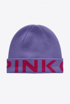 Pinko Beanie With Large Logo Fialové | SN-PKO34369