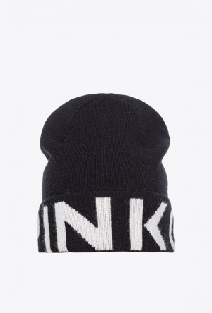 Pinko Beanie With Large Logo Černé Bílé | SN-PKO34364