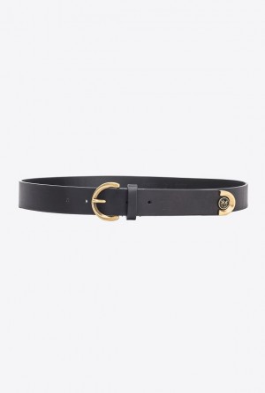 Pinko Belt With Metal Tip 3cm Černé Zlaté | SN-PKO34223