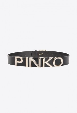 Pinko Belt With Sliding-letter Logo 4cm Černé Zlaté | SN-PKO34217