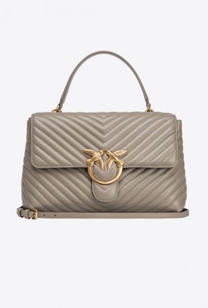 Pinko Big Lady Love Bag Puff Chevron Zlaté | SN-PKO32480