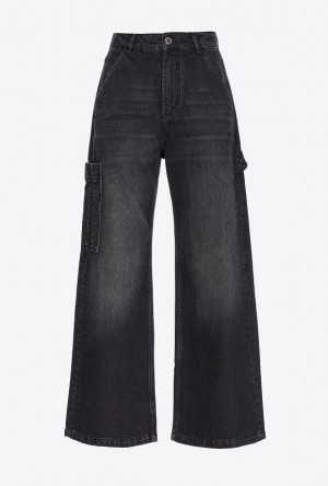 Pinko Black Denim Cargo Jeans Černé | SN-PKO34036