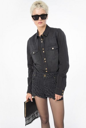 Pinko Black Light Twill Denim Shirt Černé | SN-PKO33160