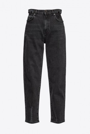 Pinko Black Mom-fit Denim Jeans Černé | SN-PKO33995