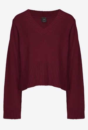 Pinko Boxy Cashmere-blend Svetrové Vínové | SN-PKO33394