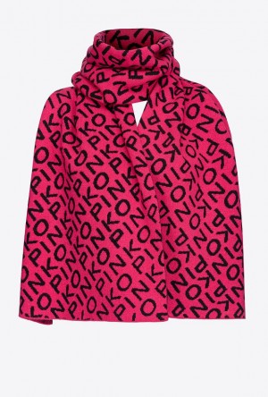 Pinko Branded Cashmere-blend Scarf Fuchsie Černé | SN-PKO34389