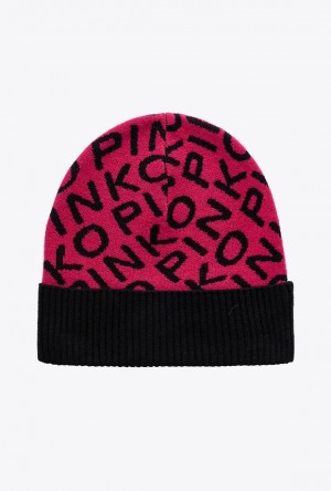 Pinko Branded Knit Beanie Fuchsie Černé | SN-PKO34368