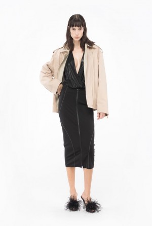 Pinko Calf-length Scuba Skirt Černé | SN-PKO34046