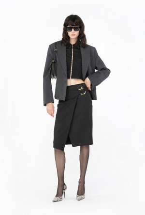 Pinko Calf-length Skirt With Piercing Přezkou Černé | SN-PKO34094