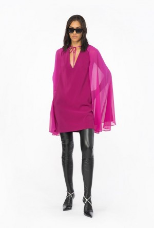 Pinko Cape-effect Mini Šaty Fialové | SN-PKO33012