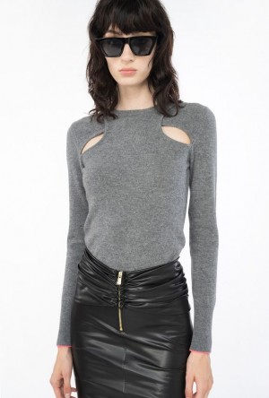 Pinko Cashmere Svetrové With Cut-out Šedé | SN-PKO33562