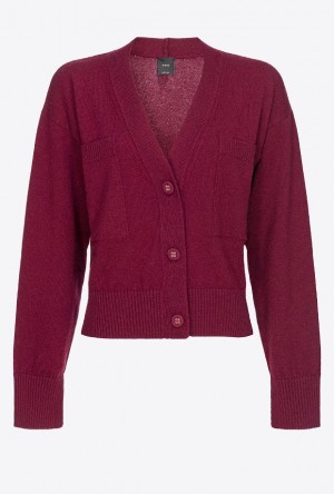 Pinko Cashmere-blend Cardigan With Pockets Červené | SN-PKO33415