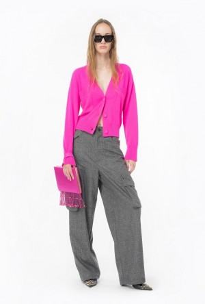 Pinko Cashmere-blend Cardigan With Pockets Růžové | SN-PKO33516