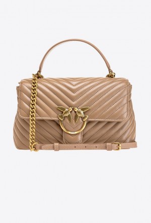 Pinko Classic Lady Love Bag Puff Chevron Zlaté | SN-PKO32482