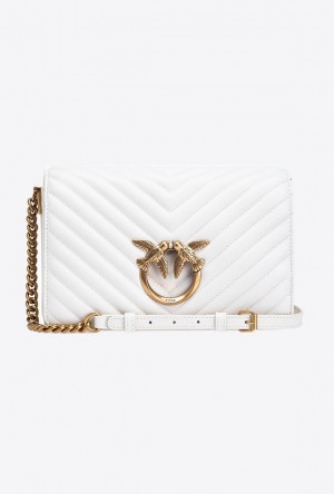 Pinko Classic Love Bag Click Chevron Bílé Bílé Zlaté | SN-PKO32880