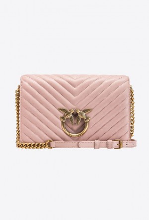 Pinko Classic Love Bag Click Chevron Růžové Růžové Zlaté | SN-PKO32498