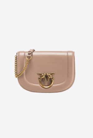 Pinko Classic Love Bag Click Round In Læder Zlaté | SN-PKO32331