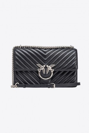 Pinko Classic Love Bag One Chevron Černé Stříbrné | SN-PKO32503