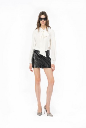 Pinko Crepe De Chine Blouse With Sash Světle Žluté Krém Bílé | SN-PKO33207