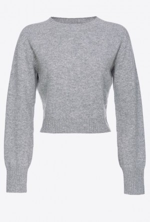 Pinko Cropped Cashmere-blend Pullover Tmavě Šedé | SN-PKO33507