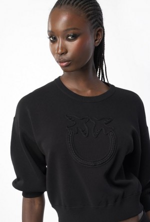 Pinko Cropped Love Birds Sweatshirt Černé | SN-PKO33462