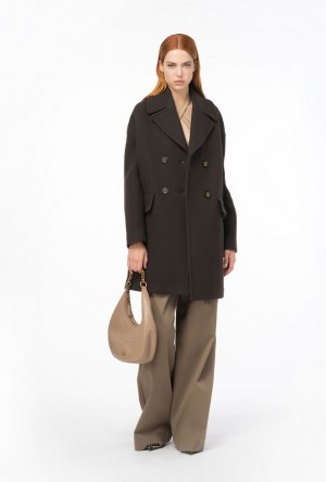 Pinko Double-breasted Cloth Coat Hnědé | SN-PKO33623