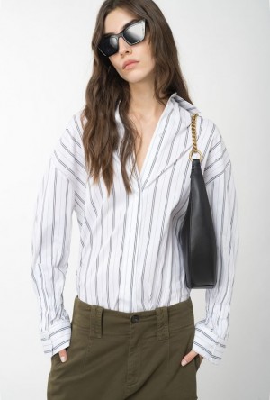 Pinko Double-stripe Shirt Bílé Černé | SN-PKO33168