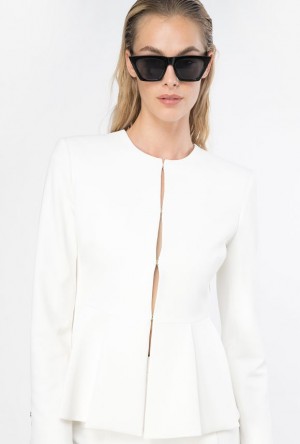 Pinko Elegantní Crepe Blazer With Belt Bílé | SN-PKO33941