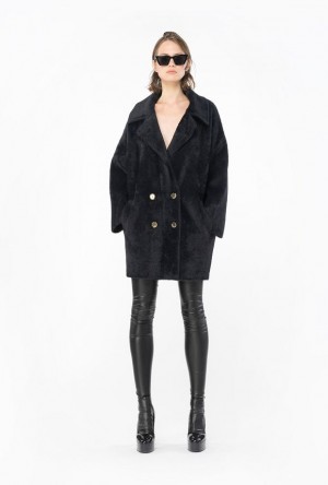 Pinko Faux Fur Cocoon Coat Černé | SN-PKO33663