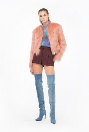 Pinko Faux Fur Jacket Růžové | SN-PKO33674