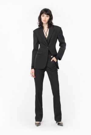 Pinko Feminine Twill And Satin Blazer Černé | SN-PKO33961