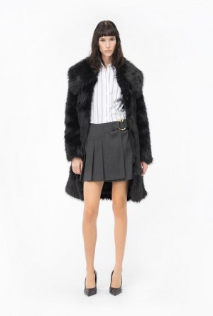 Pinko Flannel Mini Skirt With Piercing Přezkou Tmavě Šedé | SN-PKO34100