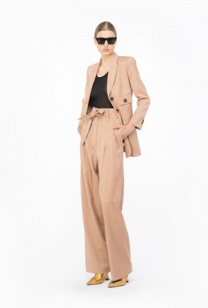 Pinko Flannel Trousers With Belt Tmavě Meruňka | SN-PKO33956