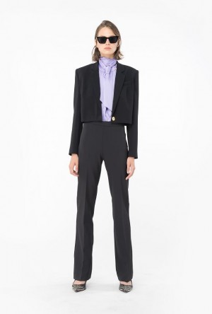 Pinko Flared Crepe Trousers Černé | SN-PKO33963