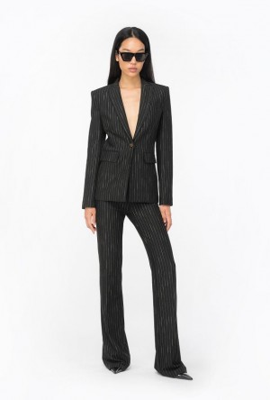 Pinko Flared Pinstriped Trousers Černé Béžový | SN-PKO33982