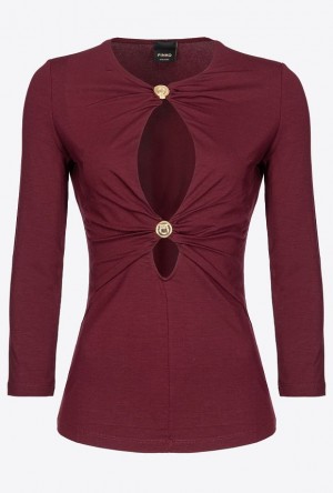 Pinko Flowing Jersey Svetrové With Golden Buttons Vínové | SN-PKO33213