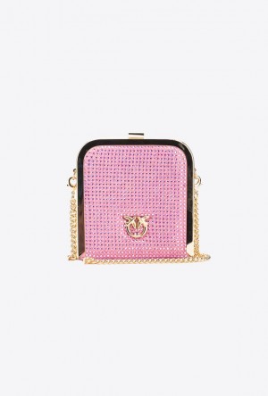 Pinko Fully Rhinestoned Box Clutch Fialové Zlaté | SN-PKO32426