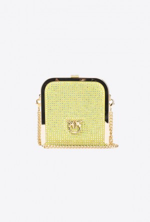 Pinko Fully Rhinestoned Box Clutch Žluté Světle Zelene Zlaté | SN-PKO32840