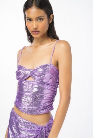 Pinko Fully Sequinned Top Fialové | SN-PKO33862