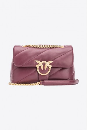 Pinko Galleria Classic Love Bag Puff Vínové Vínové Zlaté | SN-PKO32336