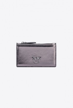 Pinko Galleria Laminated Læder Card Holder Šedé | SN-PKO34303