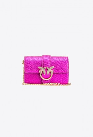 Pinko Galleria Laminated Reptile Micro Love Bag One Růžové Zlaté | SN-PKO32315