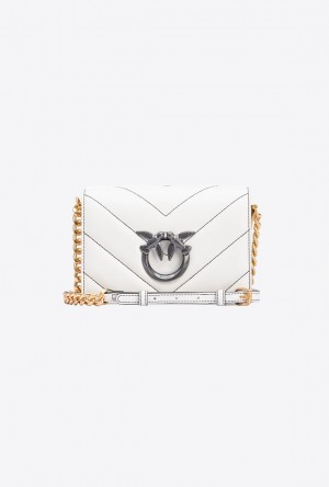 Pinko Galleria Mini Love Bag Click Big Chevron Opposite Bílé | SN-PKO32711