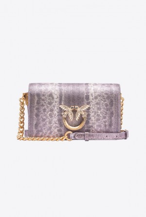 Pinko Galleria Mini Love Bag Click In Microdot Laminated Reptile Skin Fialové Hnědé Zlaté | SN-PKO32349