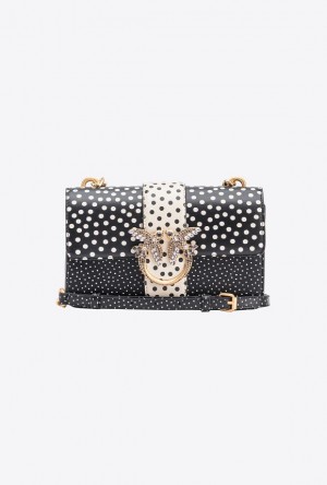 Pinko Galleria Mini Love Bag One In Polka Dot Print Černé Bílé Stříbrné | SN-PKO32801