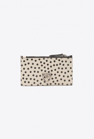 Pinko Galleria Polka-dot Card Holder With Zip Černé Bílé Stříbrné | SN-PKO34296