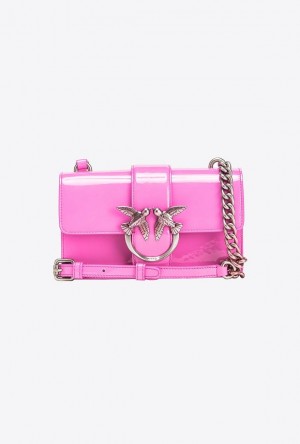 Pinko Galleria Shiny Shaded Læder Mini Love Bag One Růžové Stříbrné | SN-PKO32420