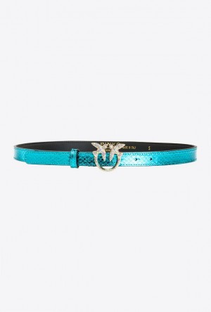 Pinko Galleria Thin Laminated Reptile Skin Belt Zlaté | SN-PKO34189